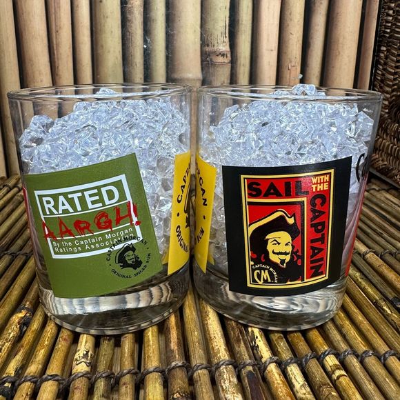 Lot Of 2 Captain Morgan Original Spiced Rum Double Rocks Glasses Born To Rum - Picture 2 of 7